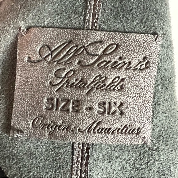 All Saints Spitalfields Cropped Leather Jacket with Rhinestones Black - Picture 10 of 10